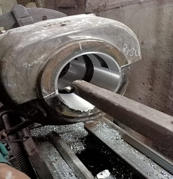 White Babbitt Metal Bearing Under Machining 