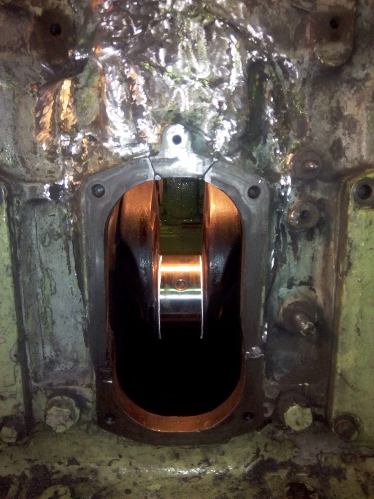 After Repair of Engine Block, Grinding of Crankpin is in Process